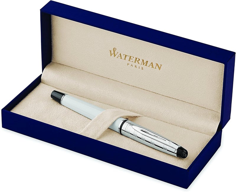 Waterman Expert Deluxe Rollerball Pen with Fine Black Refill - Deluxe White - Image 1